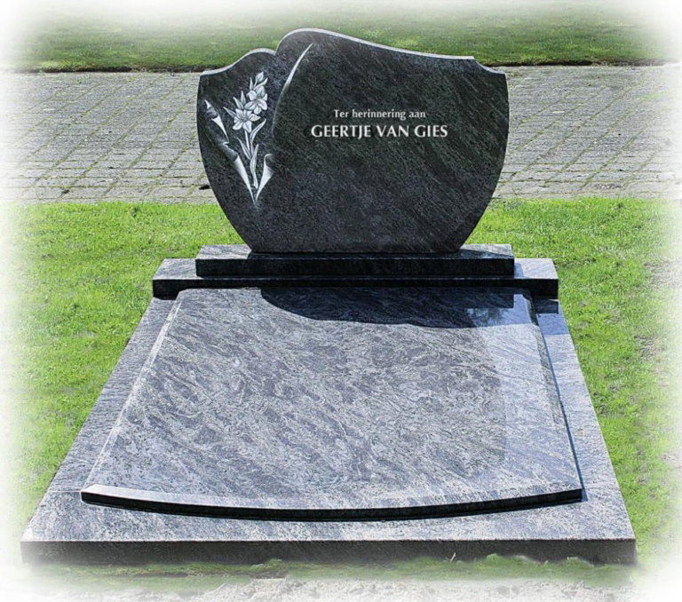 Dubbele gedenksteen in orion blue graniet