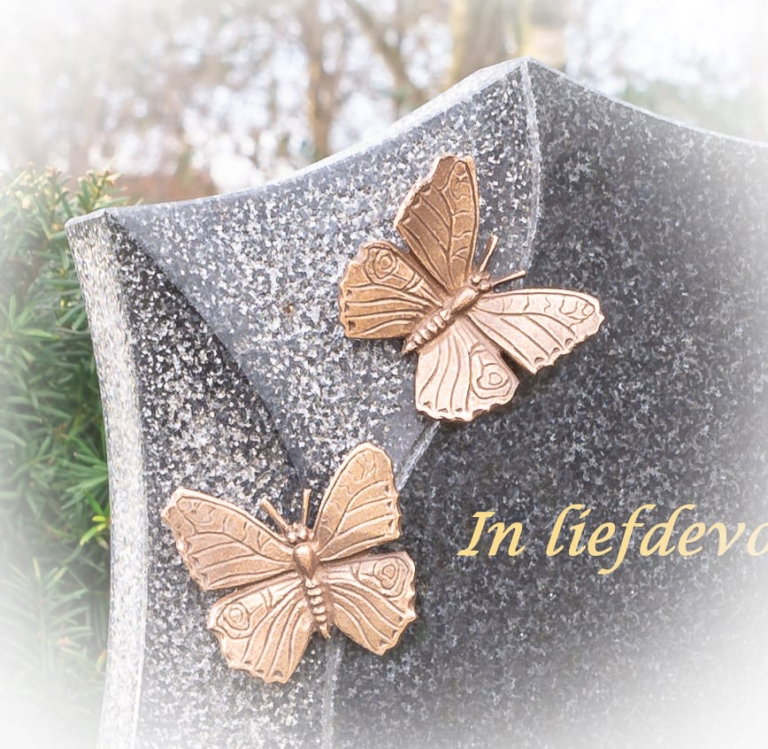 Bronzen vlinders detail grafmonument