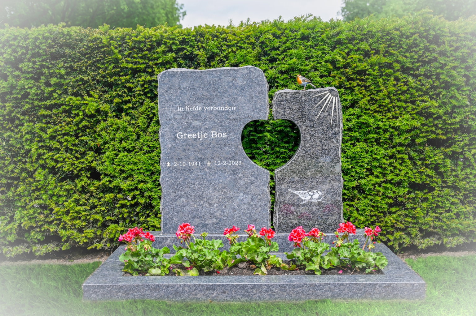 Grafsteen met hart scaled